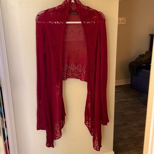 Cropped sweater/shrug wine color great for over a dress or tank top